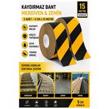 Merdiven Kaydırmaz Bant Sarı Siyah 50Mm 2 Adet Mas Güvenlik Uyarı Bandı 15 Metre 5 Cm Yapışkanlı Basamak Mermer Beton