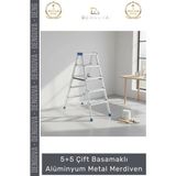 #Merdiven Sağlam Dayanıklı Katlanabilir Hafif Pratik 5+5 Çift Basamaklı Alüminyum Metal Merdiven