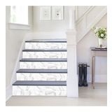 Merdiven Sticker Folyo Kaplama (18x120 cm 5 Adet) Beyaz Mermer Duvar Karo