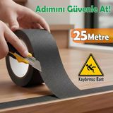 Merdiven Zemin Kaydırmaz Bant Yapışkanlı 5 Cm X 25 Metre Kaymaz Band Siyah