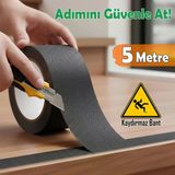 Merdiven Zemin Kaydırmaz Bant Yapışkanlı 5 Cm X 5 Metre Kaymaz Band Siyah