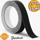 Merdiven Zemin Yapışkanlı Kaydırmaz Bant Siyah 25 mm 25 Metre