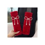 merdümek Bow ribbons peluş Emniyet kemeri kılıfı - oto Emniyet kemeri aksesuarı 2 adet kırmızı