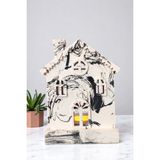 Meremer Desenli Dekoratif Tealight Mumluk - Ev Şeklinde Mumluk (Tealight Mum Dahildir) - beyaz - Beyaz - Siyah