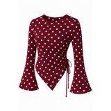 meren like your style Puantiyeli Yuvarlak yaka Drape Detaylı İspanyol Kol Tesettür Uyumlu Üst Bluz