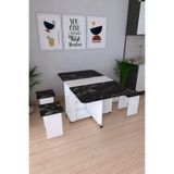MERETTO Pratik Katlanır Açılır Kapanır Katlanabilir Taşınabilir Siyah Yemek Masası 4 Kişilik Balkon Masası