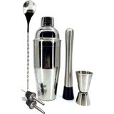 Merfi Store Çelik Kokteyl Shaker Seti, Karıştırma Kaşığı, Jigger, Muddler ve Süzgeç Dahil, Gümüş 50 - secenek