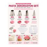 MERGAF Pasta Dekorasyon Seti, Pasta Süsleme Seti, Krema Duy ve Krema Torba Seti 19 Parça