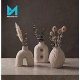 Mergen Art 3lü Dekoratif Vazo Seti - Ev ve Ofis Dekorasyonu Iskandinav Minimalist Salon Objesi - Beyaz