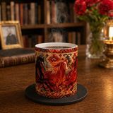 Mergen Craft & Studio Türk Atları ve Kilim Motifli Baskılı Kupa Bardak | Bozkır Temalı Etnik Tasarım Porselen Kupa | Koleksiyonluk Kahve ve Çay Kupası - 1 Adet - 330 ml