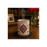 Mergen Craft&Studio Türk Kilim Motifli Baskılı Porselen Kupa Bardak | Etnik Desenli ve Türk Kültürü Temalı Kahve ve Çay Kupası | Koleksiyonluk Özel Tasarım Bardak