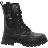 MergenShoes 3084 Siyah Fermuarlı Bağcıklı Kadın Bot