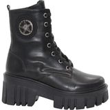 MergenShoes 3086 Siyah Fermuarlı Bağcıklı Kadın Bot