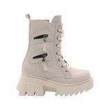 Mergenshoes BF182 Bej Bağcıklı Fermuarlı Kadın Bot - Ten