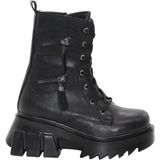 MergenShoes BF182 Siyah Bağcıklı Fermuarlı Kadın Bot