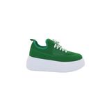 Mergenshoes Cmf Yeşil Günlük Triko Kalın Taban Kadın Spor Ayakkabı