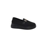 MergenShoes G052 Siyah Yüksek Taban Triko Kadın Günlük Ayakkabı