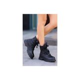 Mergenshoes KP02 Siyah Paraşüt Detaylı Kışlık Kadın Kar Botu