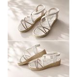 Mergenshoes Srg S28 Beyaz Günlük Çapraz Taşlı Kadın Sandalet - 000Beyaz