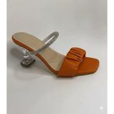 Mergenshoes T032 Turuncu şeffaf Topuklu Rahat Taban Kadın Terlik - Turucu