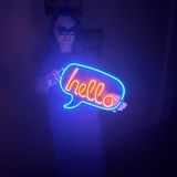 Merhaba Neon Duvar Tabelası, Neon Duvar Sanatı, Karşılama Giriş Yolu LED Duvar Tabelası, Neon Duvar Dekoru, Merhaba Tabelası, Mini Neon Tabela, Ev Ofis Dekoru Duvar Sanatı (Uzaktan Kumandasız)
