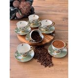 Meri Home Almira Türk Kahve Fincan Takımı 6 Kişilik 12 Parça - Renkli - 90 ml