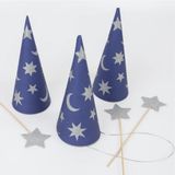 Meri Meri - Wizard Party Hats & Wands - Sihirbaz Parti Şapkaları & Sihirli Değnekler (6'lı)
