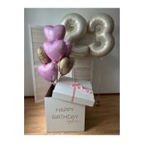 MERİ PARTİ 23 YAŞ DOĞUM GÜNÜ BALON KREM RENK RAKAM BALON 6 ADET PEMBE GOLD KALP FFOLYO BALON SET