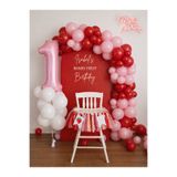 MERİ PARTİ Berry First Doğum Günü Balon Seti – Kırmızı & Toz Pembe 1 Yaş Konsepti