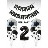 Meri Parti Futbol Temalı Siyah Beyaz Balon Seti Futbol Konsept Doğum Günü Parti Süsü (1–9 Yaş Seçenekli) - 000-Siyah - 2 YAŞ
