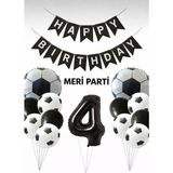 Meri Parti Futbol Temalı Siyah Beyaz Balon Seti Futbol Konsept Doğum Günü Parti Süsü (1–9 Yaş Seçenekli) - 000-Siyah - 4 YAŞ