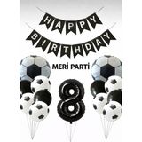 Meri Parti Futbol Temalı Siyah Beyaz Balon Seti Futbol Konsept Doğum Günü Parti Süsü (1–9 Yaş Seçenekli) - 000-Siyah - 8 YAŞ