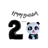 MERİ PARTİ Panda Konsept Panda Folyo Balon Happy Bırthday Banner Yaş Balonu Set