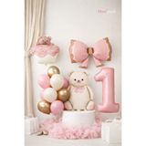 MERİ PARTİ Teddy Ayıcık Konsept Balon Seti – Pudra Pembe Gold Doğum Günü Parti Dekoru Folyo Balon Süsleme Seti