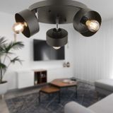Meriç 3lü Siyah Modern Plafonyer Avize