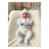 Meriç bebe 0-6 Ay Bebek Triko Dörtlü Takım | Hırka, Pantolon, Şapka, Patik Seti Kışlık Hediyelik Zıbın Tkm
