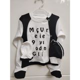 Meriç Bebe %100 Pamuk Doğuştan Fanatik Taraftar Hastane Çıkışı 4 Lü Zıbın Seti - 3 - 6 Ay - Siyah - Beyaz