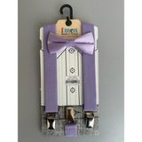 Meriç Bebe Ayarlanabilir 1-9 Yaş Çocuk Pantolon Askısı ve Papyon Takımı - Lila - 1 - 8 Yaş
