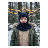 meriç bebe - bütün çocuklar melektir. mrc Kedi Kulaklı Kışlık Balaklava Triko Boyunluklu Bebek Çocuk Şapka Bere Kar Maskesi