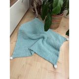 Meriç Bebe El Örgüsü Ponpon Detaylı Kalın Peluş Unisex Bebek Triko Battaniye 85x95 cm
