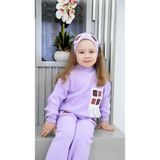 Meriç Bebe Kız Çocuk Dantel Motifli Saç Bandlı 3lü Triko Takım - 5 - 6 Yaş - Lila