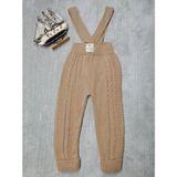 Meriç Bebe Saç Örgülü Unisex Kalın Kışlık Askılı Triko Tayt - 1 - 1,5 Yaş - Açık Kahve