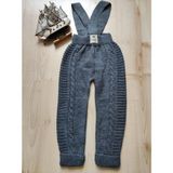 Meriç Bebe Saç Örgülü Unisex Kalın Kışlık Askılı Triko Tayt - 9 - 12 Ay - Füme