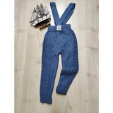Meriç Bebe Saç Örgülü Unisex Kalın Kışlık Askılı Triko Tayt - 9 - 12 Ay - İndigo