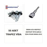 Meridyen Trapez Vidası 5,5 x 32 Mm. / Çatı Vidası / Akıllı Sac Vidası / ( 50 Adet ) Uç Hediyeli