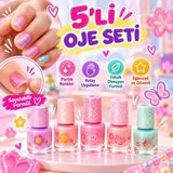 Merii Store 5'li Soyulabilir Oje Seti Çocuklar Için Parlak Renkler