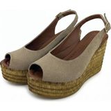 Meril Shoes Forte Vizon Süet Hasır Dolgu Topuklu Kadın Ayakkabı