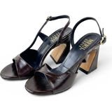 Meril Shoes Zora Cilt Deri Kalın Geometrik Topuklu Kadın Ayakkabı - Kahverengi