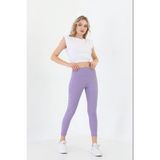 Merim Merim fitilli Şardonlu, Içi Polarlı Yüksek Bel Toparlayıcı Tayt - XL - 2XL - Lila