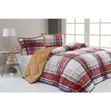 Merinos Comforter Tek Kişilik Yorgan Set Boris Kırmızı -Ekru - 160 x 240 cm - 11-Kırmızı